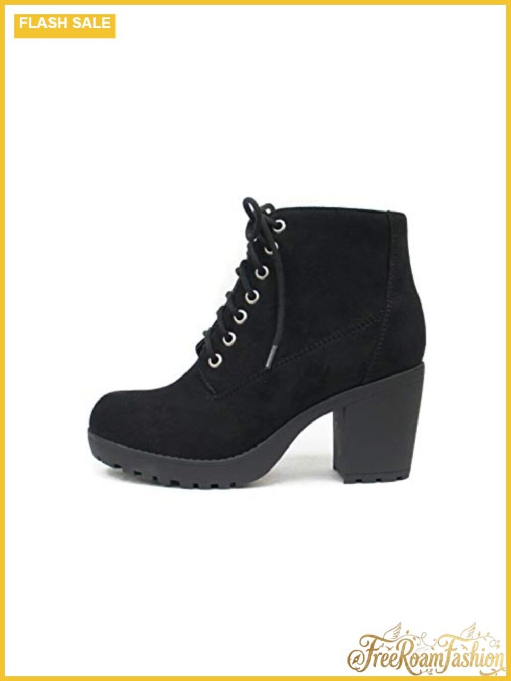 Soda Combat Ankle Bootie Lug Sole Chunky Heel Lace Up Side Zipper